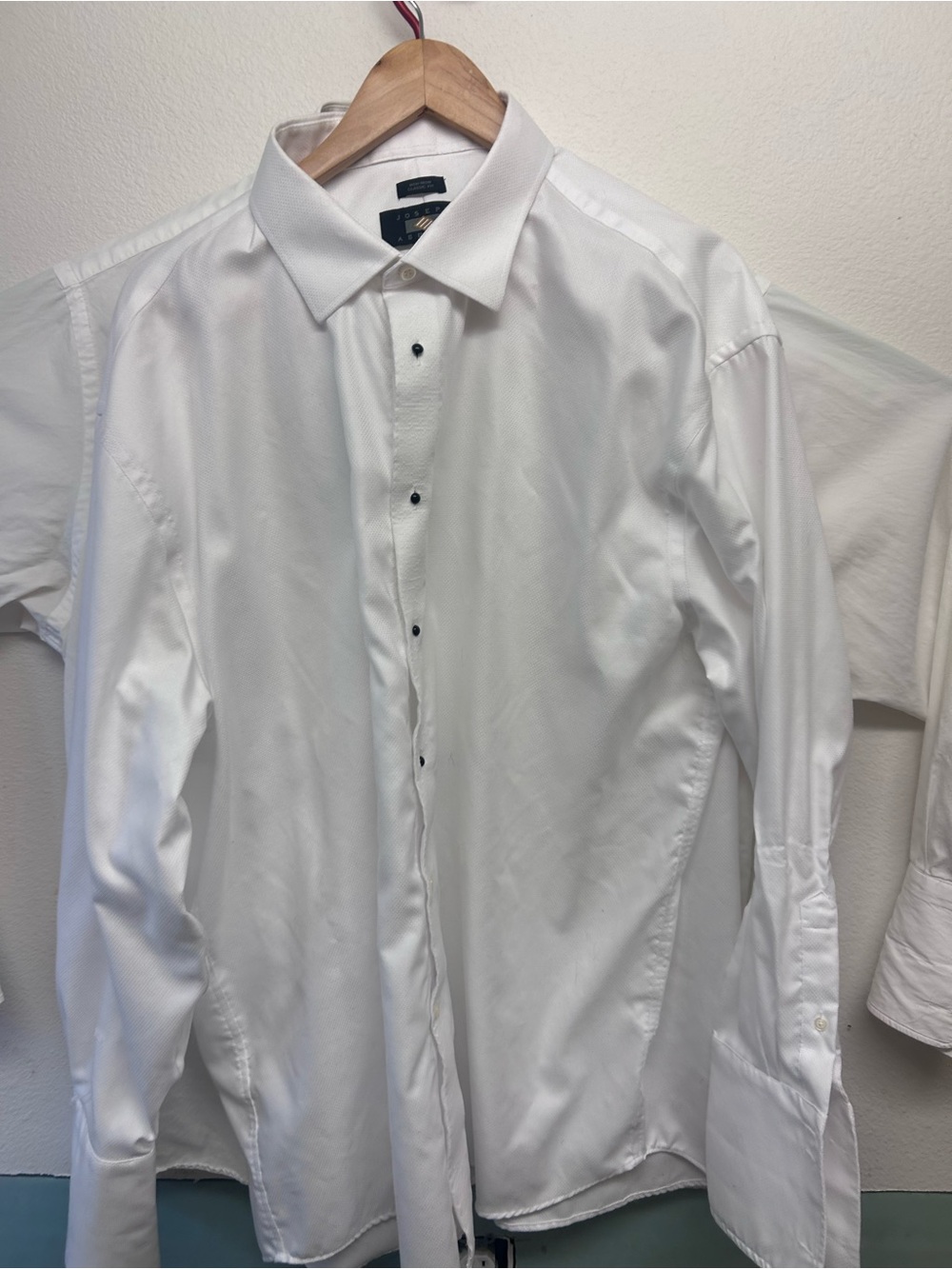 2- men’s 18 35/35 dress shirts lot French Cuff! White classic fit